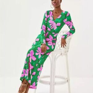 Lilly Pulitzer Vibrant Green and Pink Maxi Dress